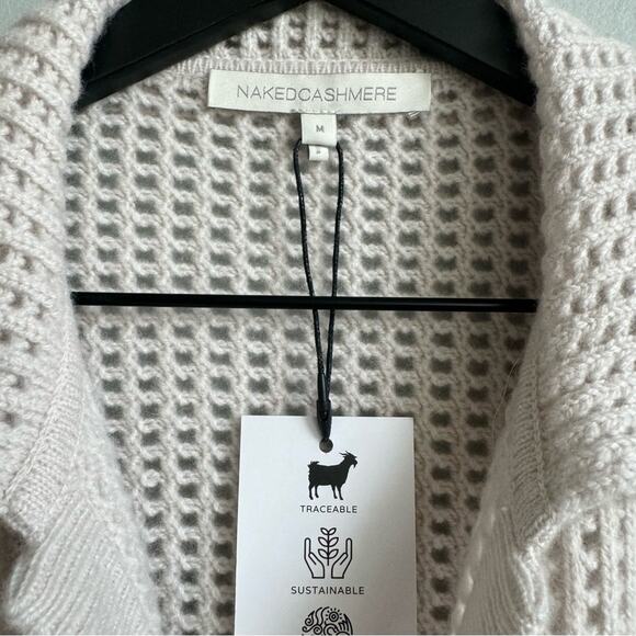 NEW Naked Cashmere Wren Crochet Short Sleeve Cashmere Shirt in Alabaster Medium - Picture 6 of 11